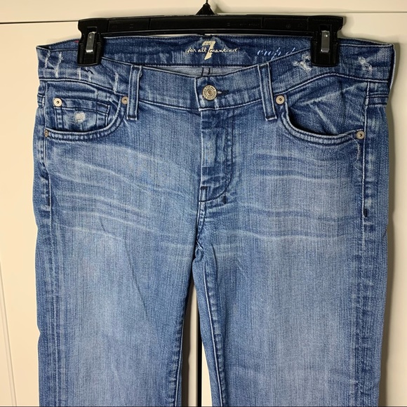 7 for All Mankind Bermuda Denim Shorts Crop Dojo Jeans - Picture 2 of 16